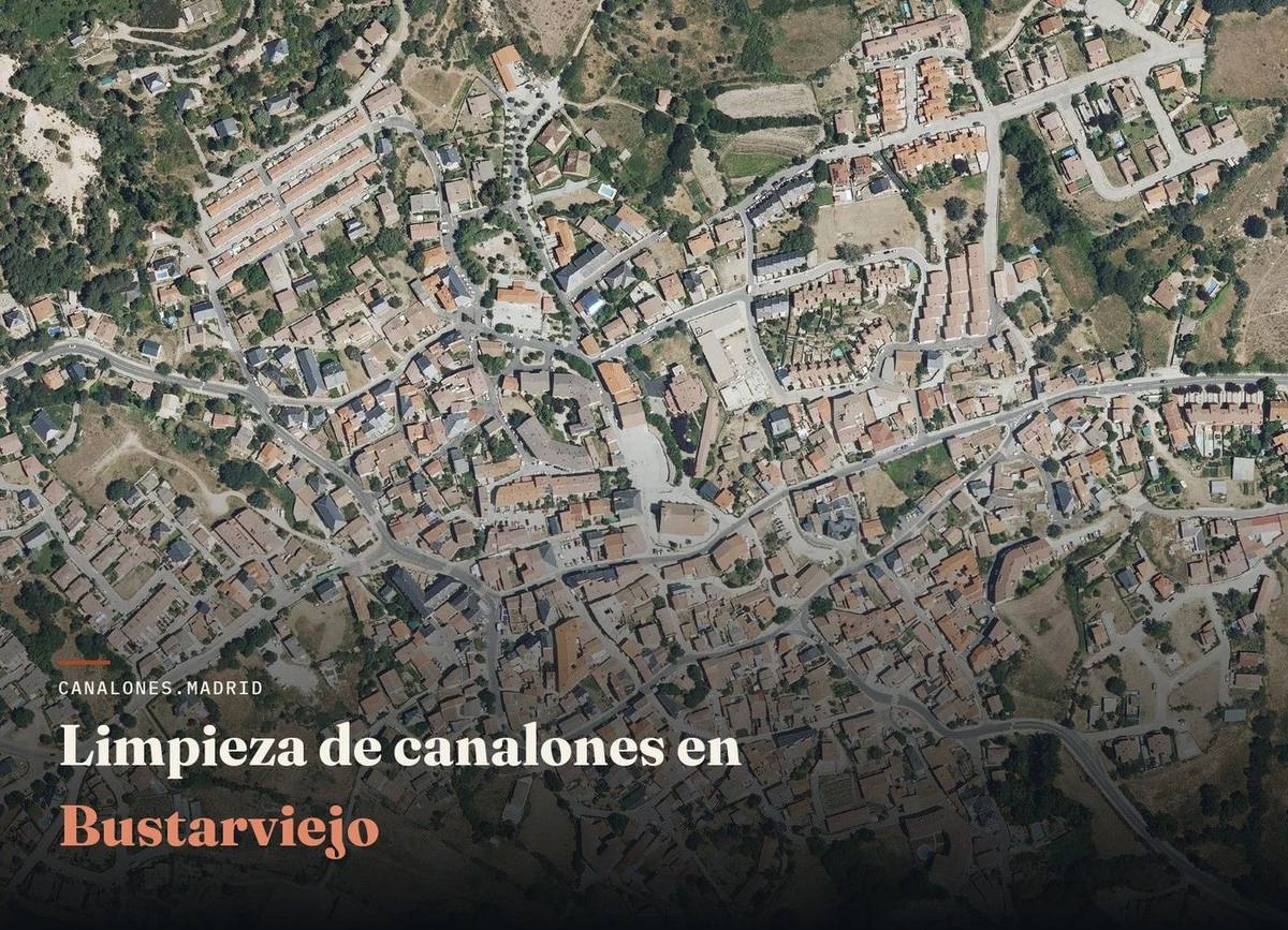 Bustarviejo (Madrid): canalones.madrid ofrece limpieza profesional de canalones para evitar atascos y goteras, en la Sierra Norte de Madrid.