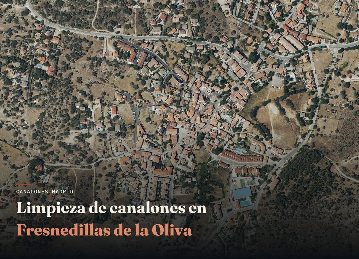 Fresnedillas de la Oliva (Madrid): canalones.madrid ofrece limpieza profesional de canalones para evitar atascos y goteras, en una localidad de casco histórico y construcción tradicional.